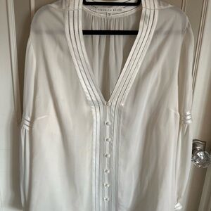 Veronica Beard Cream Blouse with Button Detail